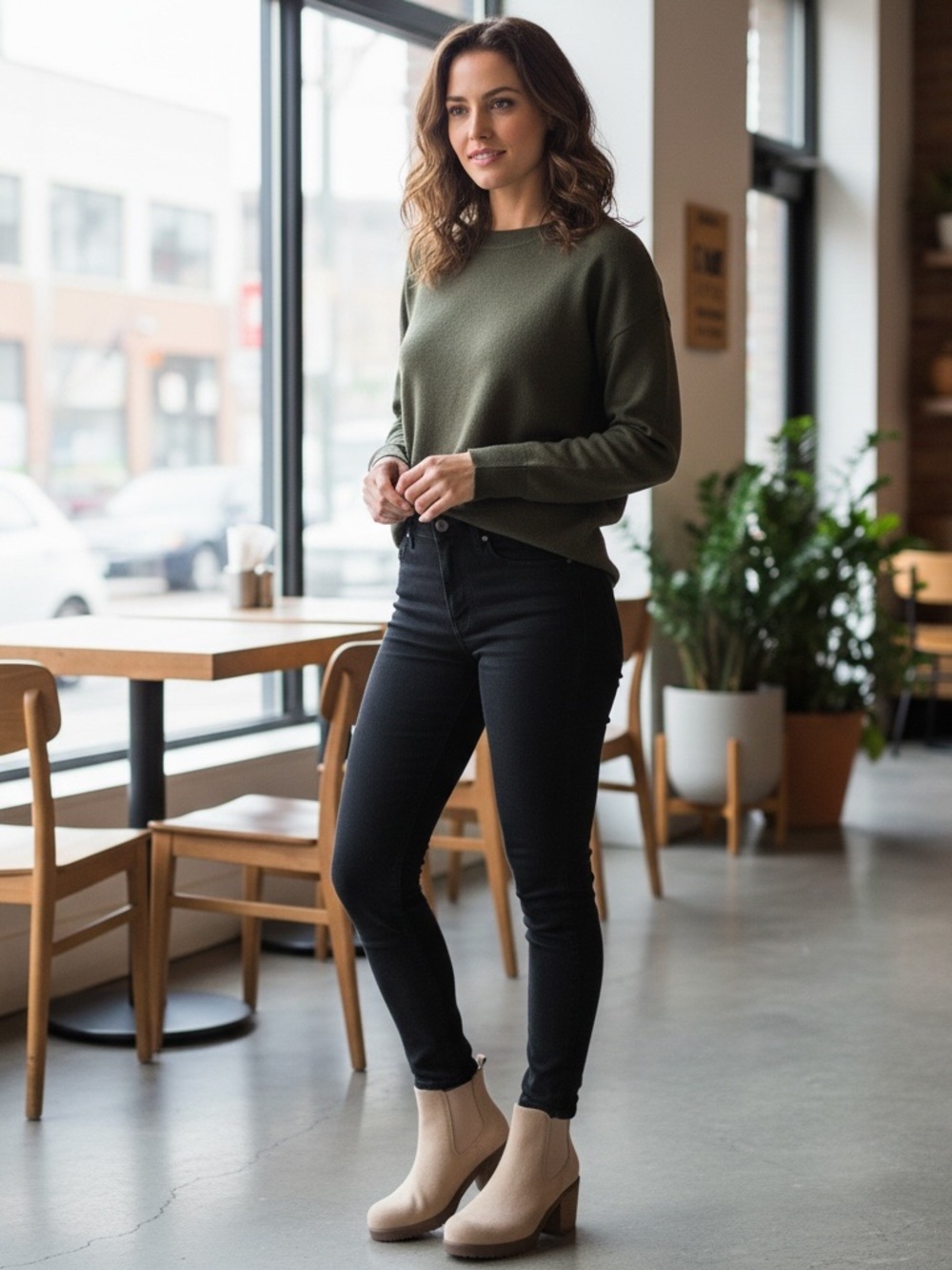 DREAM PAIRS Beige Chelsea Ankle Boots - Block Heel